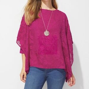 Chico's Poncho style Jacquard blouse in magenta pink
